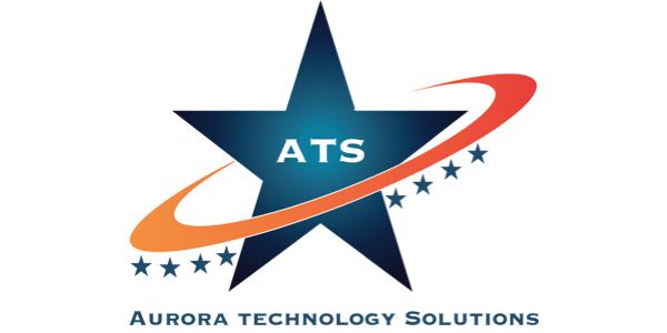 Aurora Technology Solutions logo, Blue Star with red circle